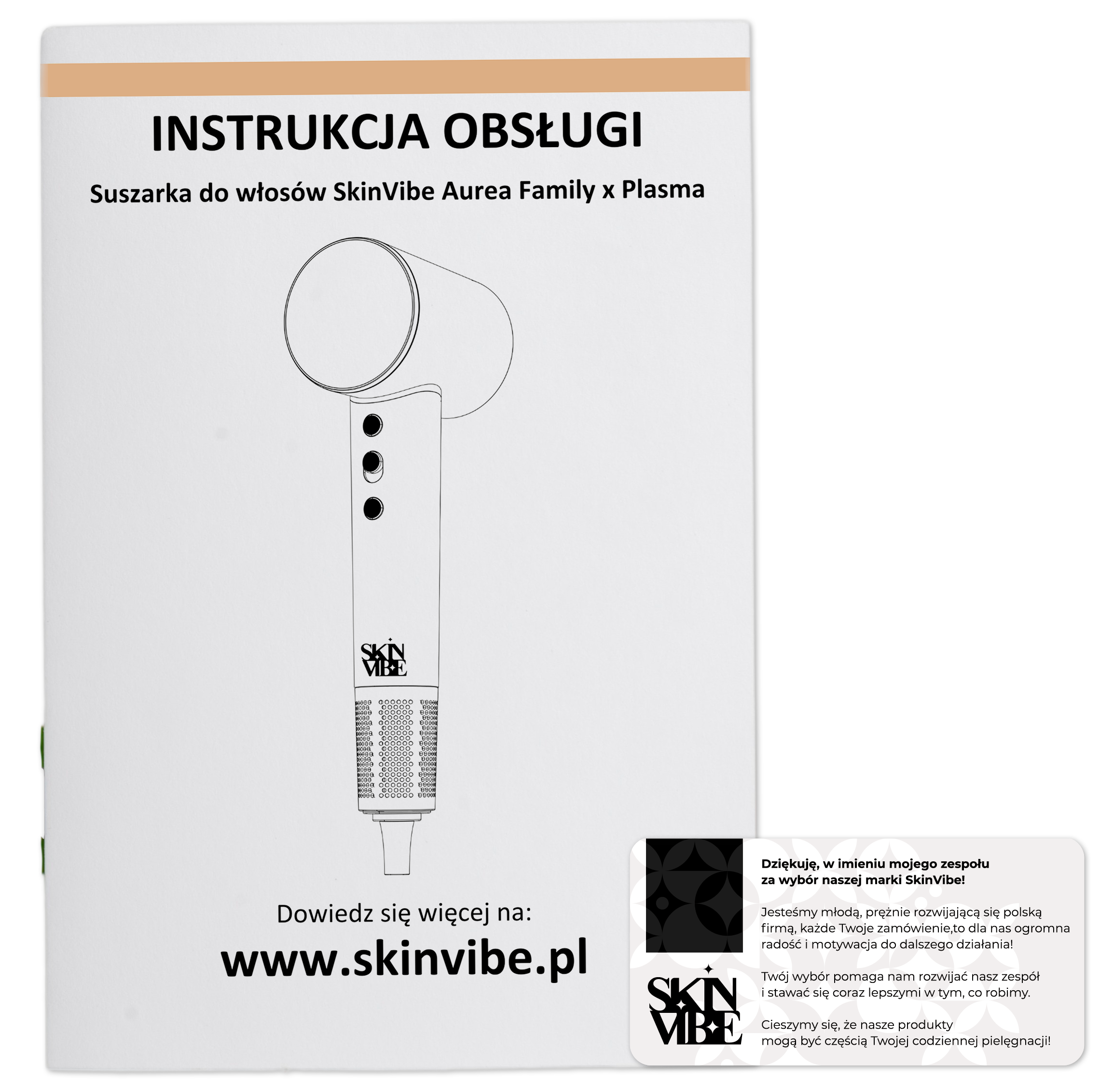 Instrukcja obsługi urządzenia + kartka z podziękowaniem