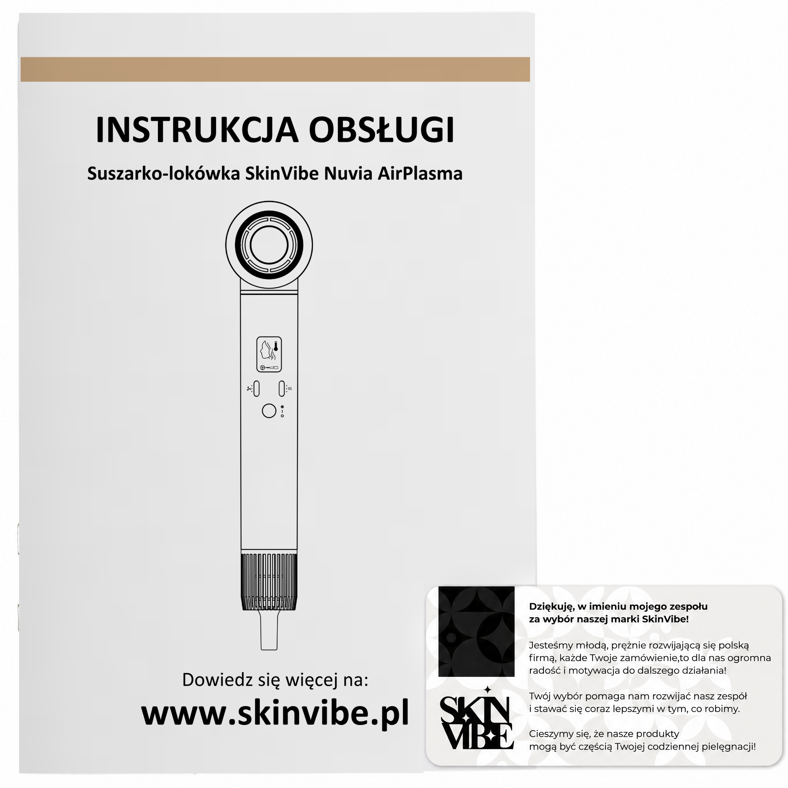 Instrukcja obsługi + kartka z podziękowaniem