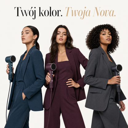 Trzy kolory mini suszarki SkinVibe Nova PlasmaGo - morska zielen, baklazan i grafit