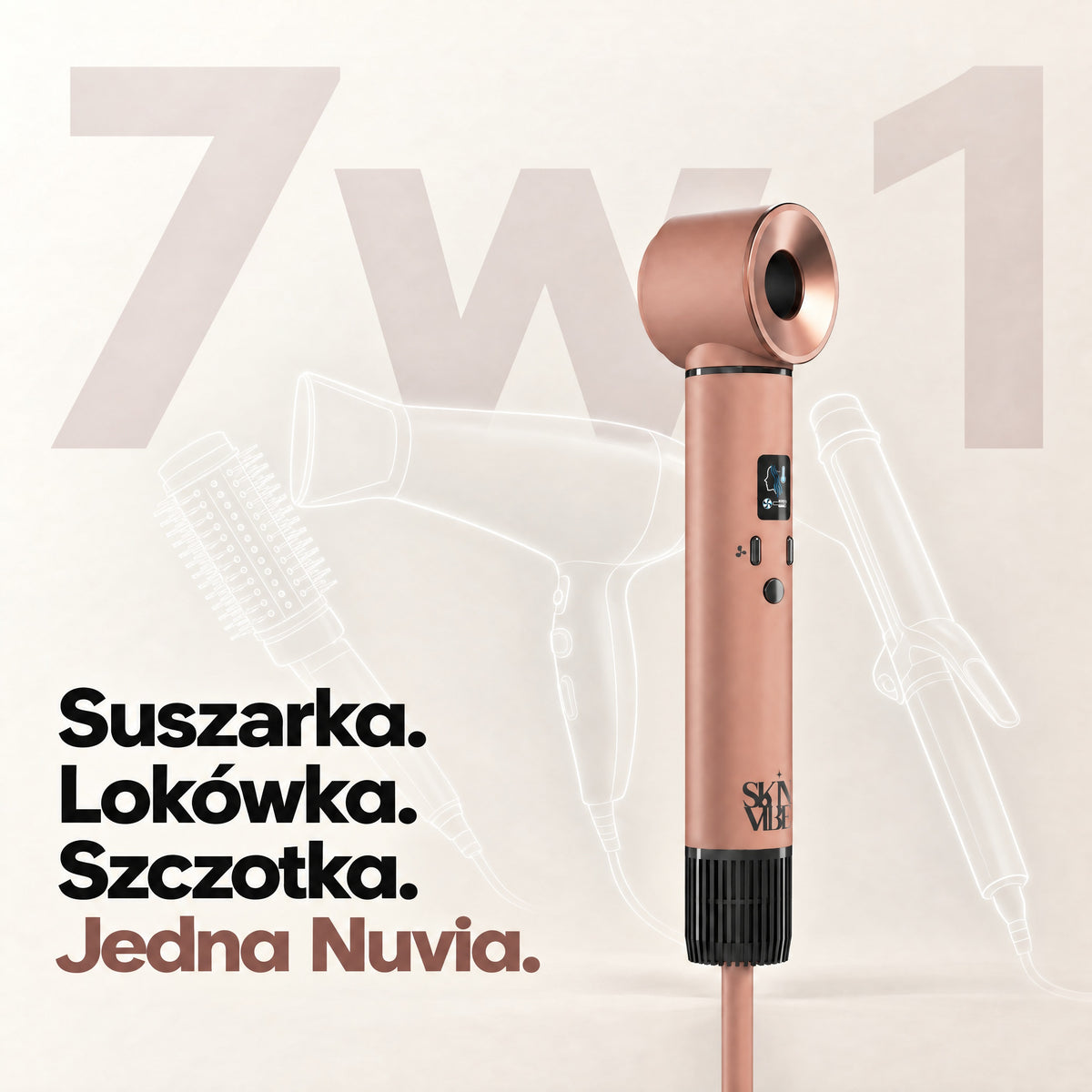 SkinVibe Nuvia AirPlasma 7 w 1 - suszarka, lokówka i szczotka w jednym urządzeniu