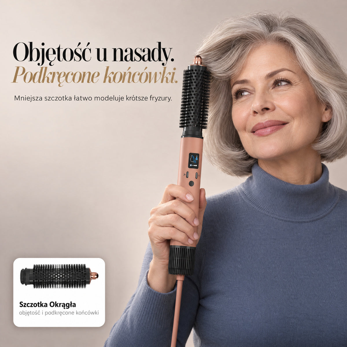Szczotka Okrągła SkinVibe Nuvia AirPlasma - objętość u nasady