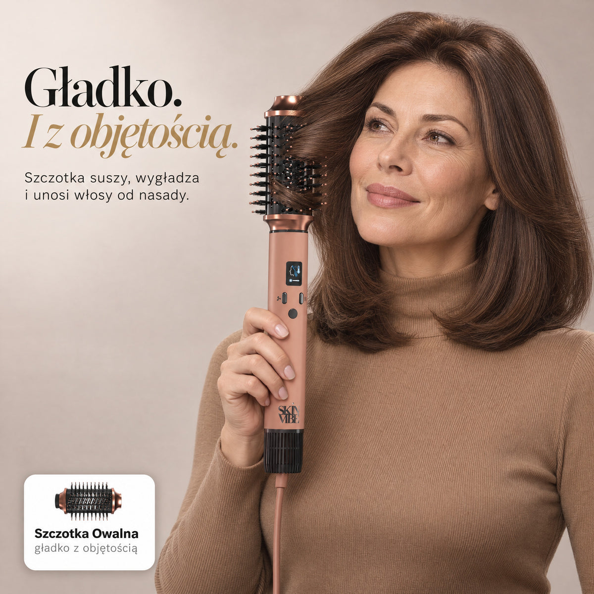 Szczotka Owalna SkinVibe Nuvia AirPlasma - gładko z objętością