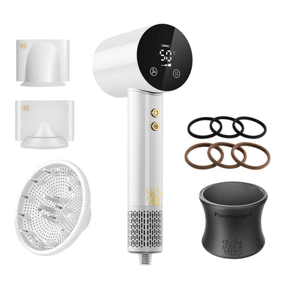 Zestaw: suszarka SkinVibe Libra AirLoom (Biały) + PonyGadget (Czarny) z gumkami